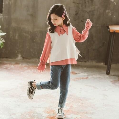 ZWF694 Fashion Kids Clothing Sets Fashion Girls Sweatshirt +Trousers Pant 2 Piece Set Sweatshirts Pants New Style 2-10 Years