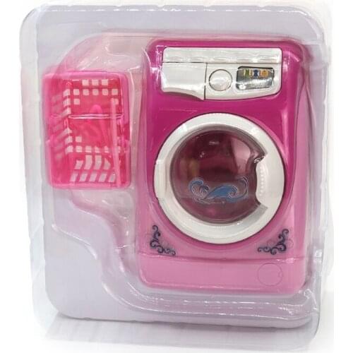 1Set Play House Toys Toddler Cleaning Set for Girl Pretend Play Role-Play Dollhouse Toy Laundry Machine with Music Light