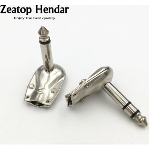 2Pcs 6.35mm Plug 90 Degree Right Angle 6.35 mm 2 /3 Pole Mono / Stereo Jack for Guitar Phono Pancake 1/4 Inch Solder Connector