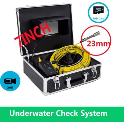 20M Cable 23MM/17MM/6.5MM Camera Head Underwater Pipe Drain Sewer Channel Inspection Waterproof Camera 7Inch LCD With DVR