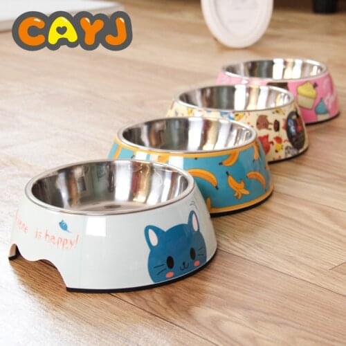 2021 stainless steel dog bowl food double melamine pet feeding water cat supplies