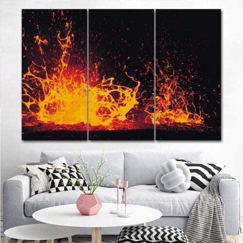 Volcanic magma eruption 3 pcs HD Canvas Painting Modern Home Decoration Living Room Canvas Print Painting Wall Decor Picture
