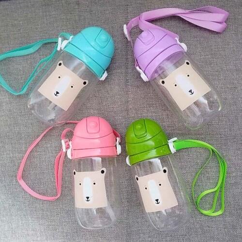 360ML Plastic Straw Cup Childrens Feeding Cup Portable Kid Water Bottle Learn Drinking Sippy Cup with Rope Milk Bottle BPA Free