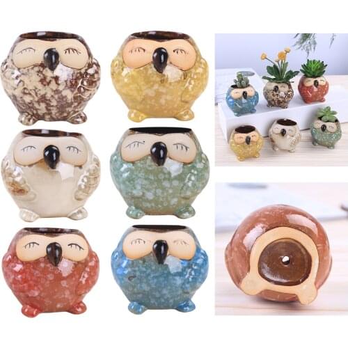 6 PCS Cute Coloured Glaze Pottery Small Flower Pot Desk Succulent Pots Decor