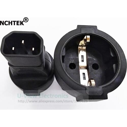 NCHTEK IEC 320 C14 Male to CEE 7/7 European Female Power Adapter For PDU UPS/Free DHL Shipping/100PCS