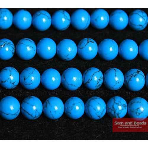 Free shipping Natural Stone Synthetic Blue Howlite Beads 6 8 10 12mm Pick Size For Bracelet Necklace Making TB09