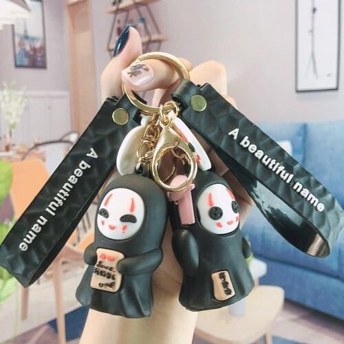 Japanese Cartoon Anime Faceless Male Keychain Girl Hayao Miyazaki Spirited Away Fashion Men and Women Shoulder Bag Doll Keyring
