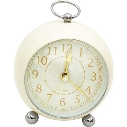 Alarm Clock Home Decor Bedside Desk Clock Vintage Silent Mute Quartz Analog