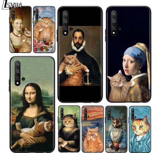 Funny Cat Art Aesthetics for Huawei Honor 9X Lite 8X 9S 9A 9C 30 20 10i 20 10 10i 9 Lite 8C 8A 7C 7A Pro Black Phone Case