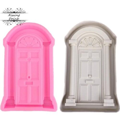 DIY retro door shaped cake frame silicone mold Christmas fudge cake decoration paste Chocolate Mold
