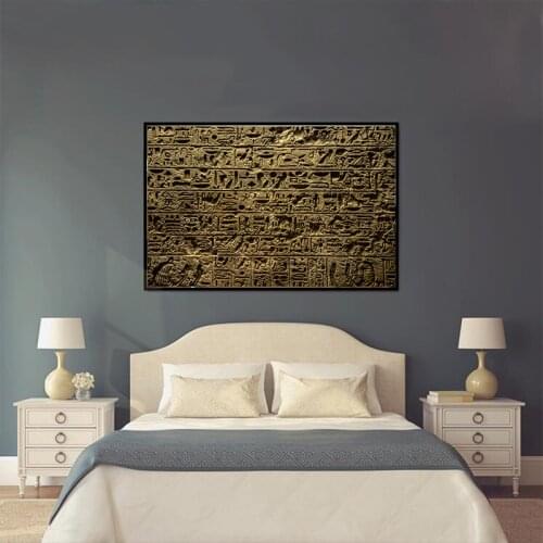 Egyptian Hieroglyphs in Temple Canvas Posters and Print Ancient Egyptian Fresco Mural Wall Art Canvas Painting Living Room Decor