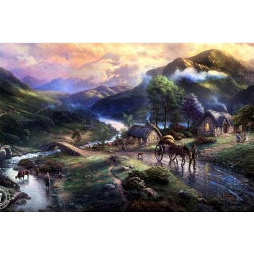 Jigsaw Puzzle 1000 Pieces Manual Learning Cognitive Education Wooden Toys for Kids/Adults/Children-Oil Painting Scenery