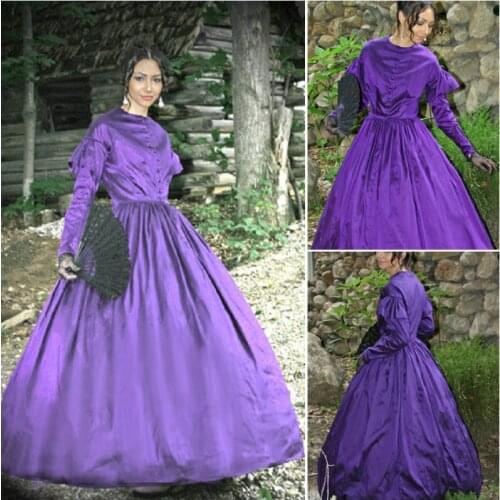 Historical!Customer-made Purple Victorian dress 1860s Civil war Dress Theater Costume Halloween dress Renaissance Dress V-487
