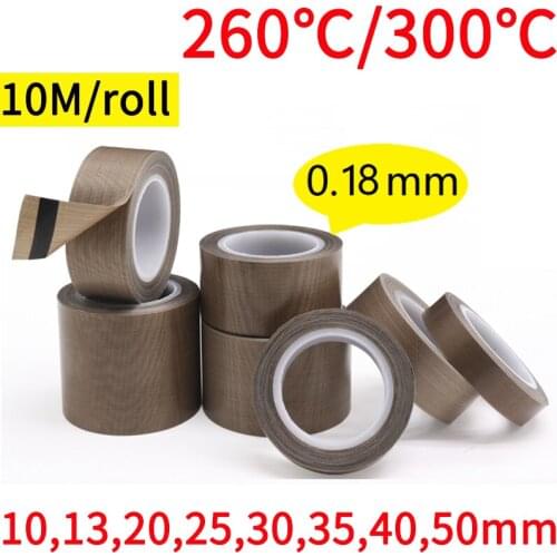 10 20 25 40mm x 0.18mm Adhesive Cloth Insulated Vacuum Sealing Machine High Temperature Resistant Electric PTFE Tape 10m