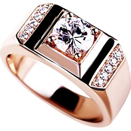 S925 Sterling Silver Mens Rose Gold Ring Couple Original Design Luxury Engagement Wedding Exquisite Elegant Big Diamond Jewelry
