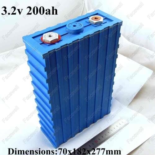 4pcs lithium battery 3.2v 200Ah lifepo4 battery cell 200A 100ah for EV solar energy power supply system fast charge cells kit