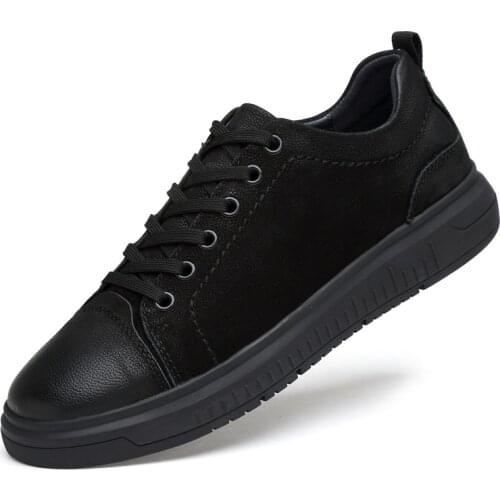 Mens casual Sneakers Fashion brogue Board Shoes men Walking Driving Shoes Flats career Genuine Leather black 36-46 top quality