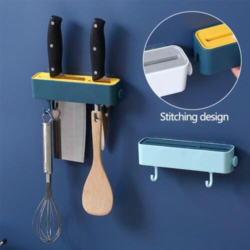 Wall-Mounted Knife Holder Multifunctional Drain Rack Kitchenware Hooks Organization Countertop Shelf Kitchen Organizer