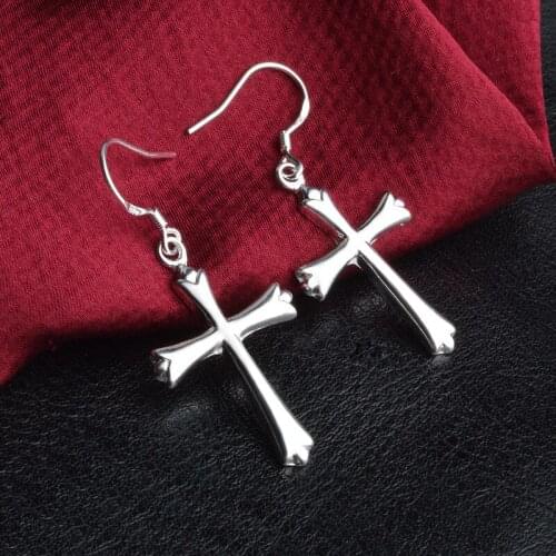 BABYLLNT 2021 New Fashion 925 Sterling Silver Earrings Cross Earrings Mens & Womens Jewelry Gifts