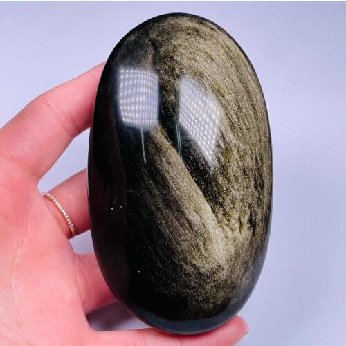 New ！！！Best Quality Natural Gold Obsidian Ellipse Reiki Gem Healing Decoration