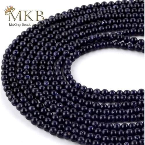 Wholesale 3mm120pcs Natural Stone Blue Sand Stone Round Beads For Jewelry Making Space Loose Beads Diy Bracelet Jewellery 15