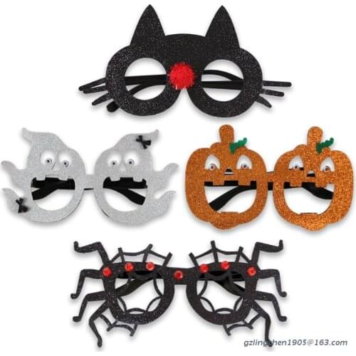 P8DE 4 Pcs Halloween Cosplay Eyeglasses Party Favors Decoration Spider Pumpkin Ghost Cat Halloween Sunglasses Set Costume Toys