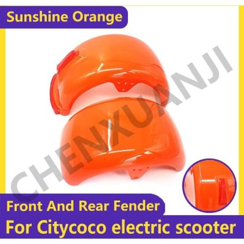 Sun Orange Citycoco Fender Shell Flaps Front and Rear Fender Mudguards with Taillight Reminder for Citycoco Electric Scooter