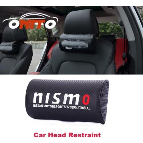 2pcs Leather Cotton Headrest Head Neck Rest Cushion Neck for Nismo logo Evolution Qashqai X-trail Juke Altima Car Accessories