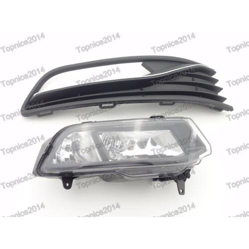 Right Side Clear Fog Light Driving Lamp & Fog Lamp Cover Set For Volkswagen Polo 2014-2016 Hatchback