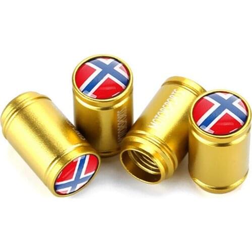 Anti-theft Car Wheel Tire Valve Caps Norway Flag Emblem Dustproof Tyre Air Valve Stem Caps Cover For Lada Auto Parts Accessories