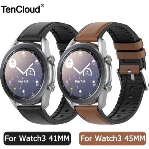 Genuine Leather Band For Samsung Galaxy Watch 3 41MM/45MM Wrist Strap Silicone Belt Replacement Sport Bracelet Watch Accessories