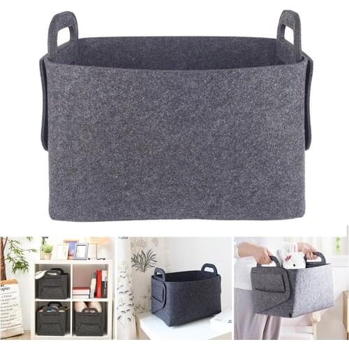 Collapsible Felt Storage Basket Foldable Bin Organizer with Handles for Nursery Home Office LB88