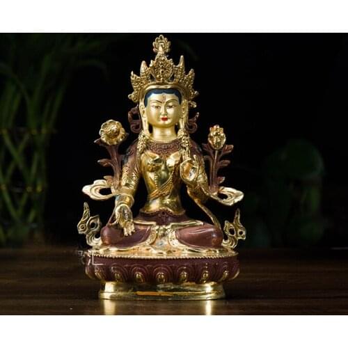 Buddha figure # efficacious HOME OFFICE House Protection Talisman # 21cm tall Tibetan Buddhism brass Dolma Buddha statue