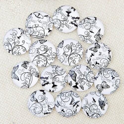 Different Styles butterfly glass Mosaic Printed Picture Glass Half Round Dome Cabochons Tiles for Jewelry Making, Floral Series