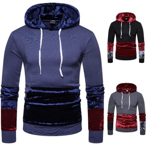 SWAGWHAT Causal Hoodie Men New Fashion Mens Patchwork Hoodie Sweatshirts Long Sleeve Hooded Pullover Jacket Coat Men Tops