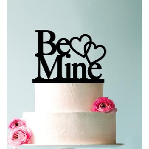 Be Mine with Hearts Wedding Cake Topper, Romantic Cake Topper, Valentines Day Wedding Cake Topper, Elegant Wedding Cake Topper