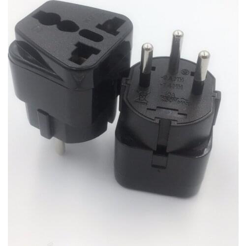 Multi-function Black 10A 250V Europe 2pin universal AC power adapter plug AU/UK/US/EU to EU travel adaptor plug socket converter