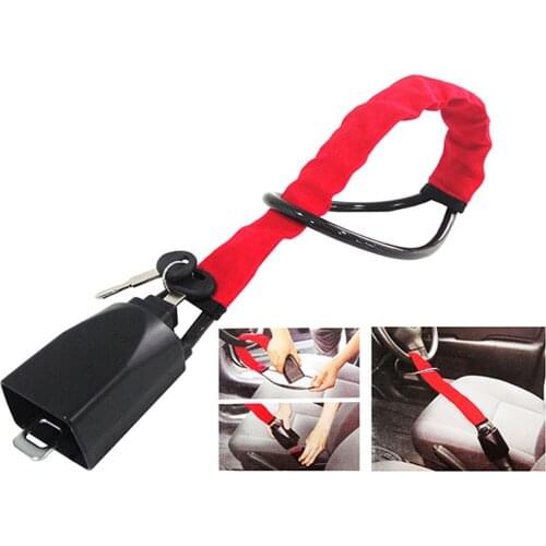 Universal Car Vehicle Anti-theft Steel Locking Steering Wheel Lock Strap