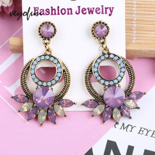 Veyofun Fashion Drop Earrings Acrylic Round Dangle Earrings Jewelry For Women New Gift