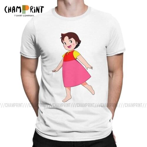 Vintage Heidi Smile T-Shirts for Men O Neck 100% Cotton T Shirts Alps Goat Anime Short Sleeve Tee Shirt Birthday Gift Clothing