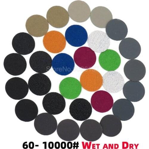 1 Inch 25MM Waterproof Sandpaper Hook And Loop Silicon Carbide For Wet Or Dry Sanding 60-10000 Grit Disc Wood Car Sander