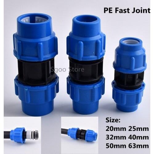 1pc 20~63mm Water Pipe Connectors Agricultural Irrigation System PE Garden Direct Connection Connector Plastic Tube Fittings