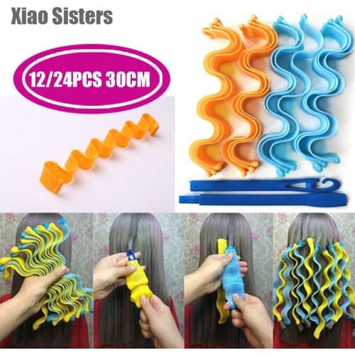 12/24PCS 30cm DIY Magic Hair Curler Portable Hairstyle Roller Sticks Beauty Makeup Curling Rollers Hair Styling Tools Women