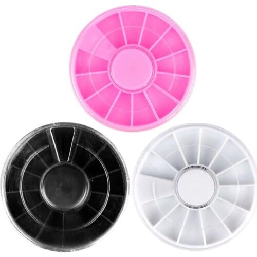 4Pcs/Set Plastic Box 12 Compartments Nail Art Decoration Gem Rhinestone Empty Wheel Box Storage Container Storage Holder Tools