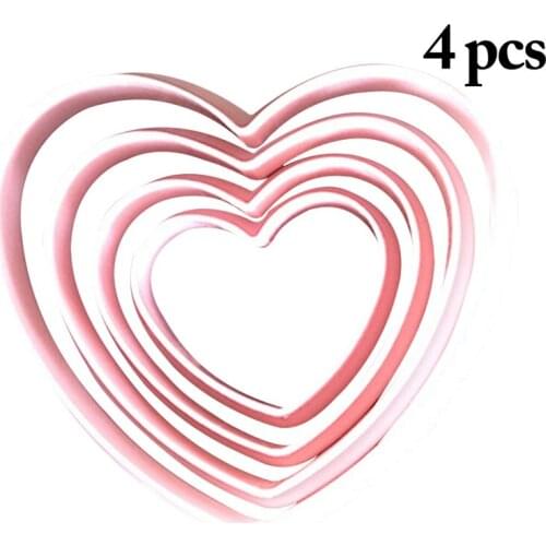 4PCS Heart Shape Cake Cutters Plastic Cookie Mold Fondant Dessert Cutting Tool Pastry Divider Tools Kitchen Baking Gadgets