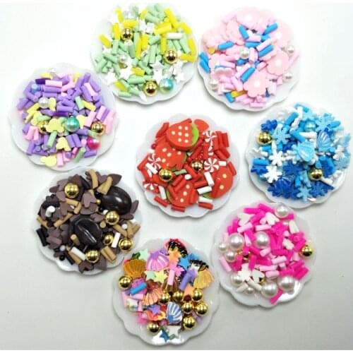 50g/lot 2-10mm Mixed Colorful Nail Art Pearl Clay Fruits Flower Slices Polymer Clay DIY Slice Decoration Nail Sticker