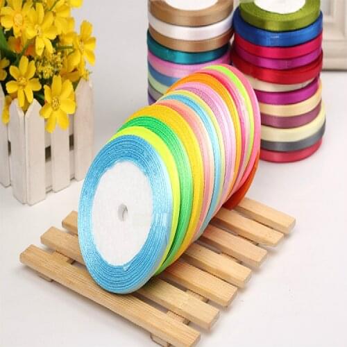 6MM (22meter/roll) Pretty Silk Satin Ribbon Wedding Party Decoration Invitation Card Gift Wrapping Scrapbooking Supplies Ribbon