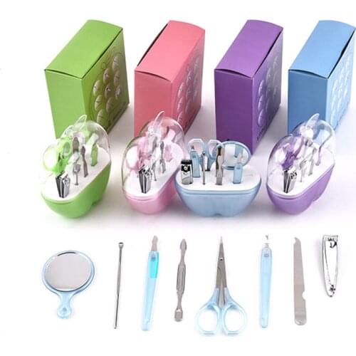 4 Colors 9 Pcs Professional Stainless Steel Nail Clippers Portable Durable Manicure Pedicure Set For Baby