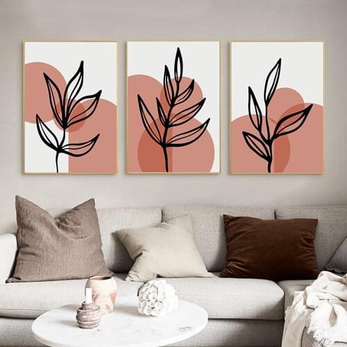 Abstract Geometry Minimalist Line Leaf Bohemia Canvas Painting Wall Art Poster Print Pictures Over the Sofa Home Interior Decor