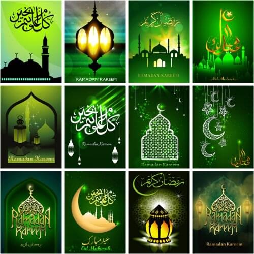 Huacan 5d Diamond Painting Muslim New Arrivals Embroidery Cross Stitch Religion Mosaic Wall Stickers Diamond Art